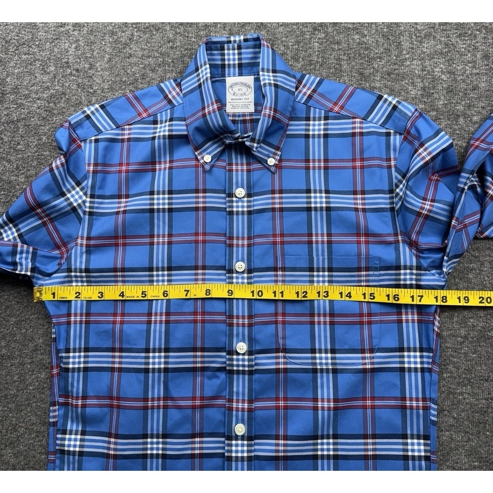 Brooks‎ Brothers Shirt Blue Plaid Supima Long Sleeve Button Mens Sz XS Regent